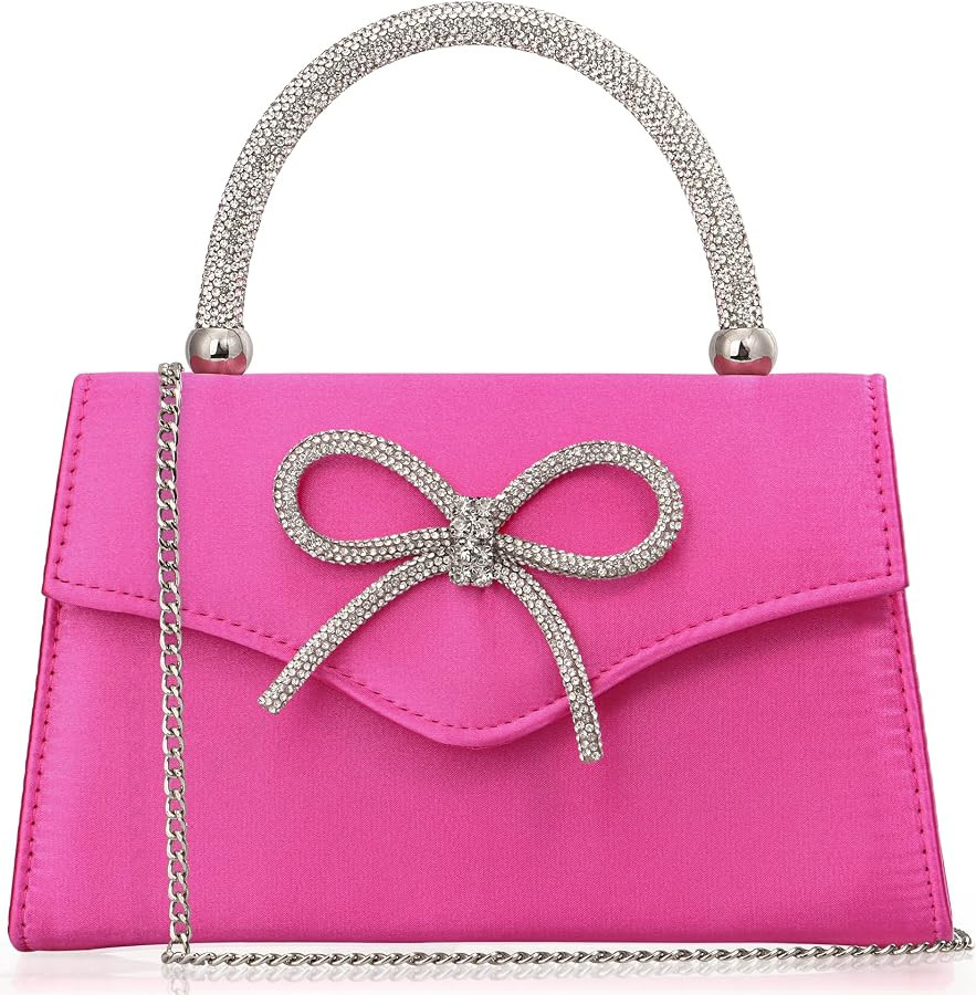 Sparkling Evening Clutch Purse for Women,Rhinestone Bow Top Handle Party Handbag,Wedding Prom For... | Amazon (US)