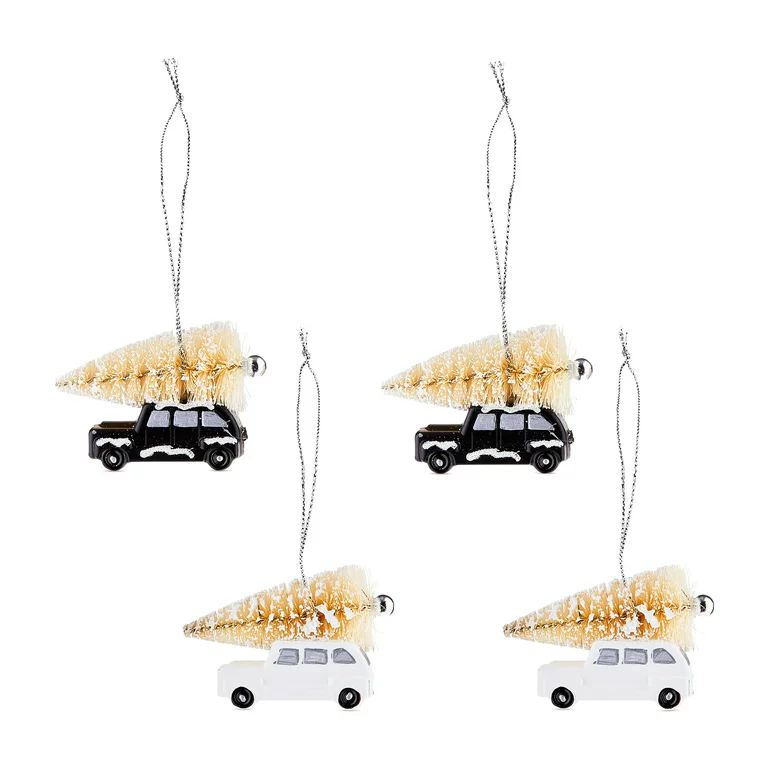 Black and White Pick up Truck Mini Decorative Ornament, 4 Count, by Holiday Time | Walmart (US)