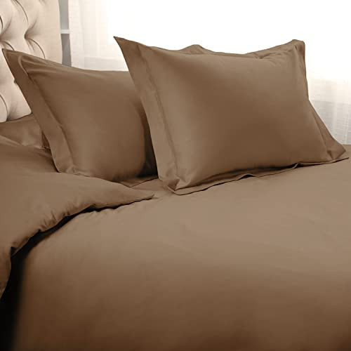 1500 Thread Count 100% Egyptian Cotton, Single Ply, Full/Queen Duvet Cover Set, Solid, Taupe | Amazon (US)