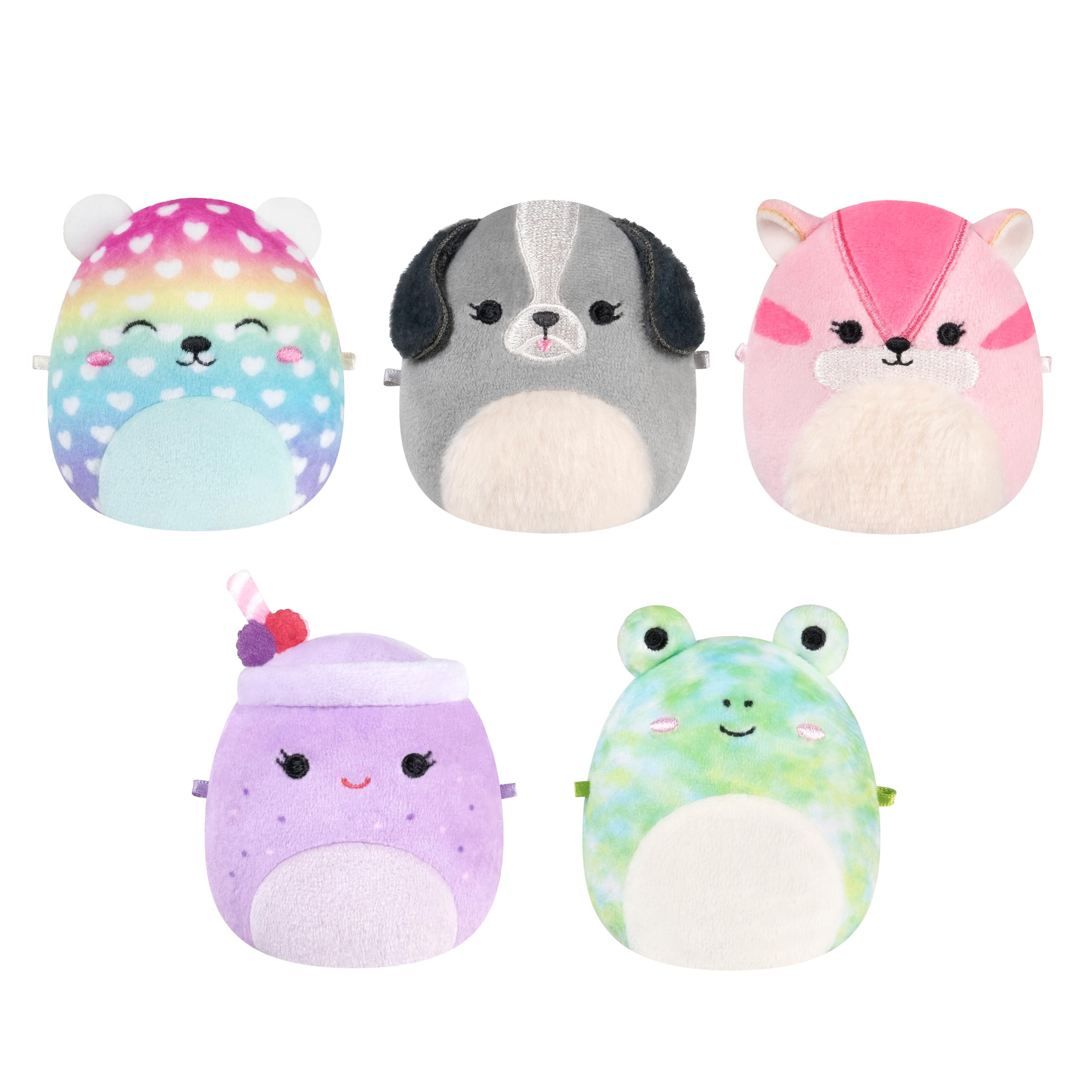 Micromallows Squishmallows Original Plush 5-Pack - Chipmunk, Frog, Bear, Smoothie, Dog | Amazon (UK)