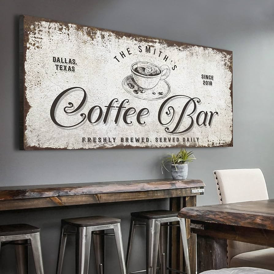 Tailored Canvases Custom Coffee Bar Sign - Rustic Personalized Wall Art Decor Signage for Home, K... | Amazon (US)