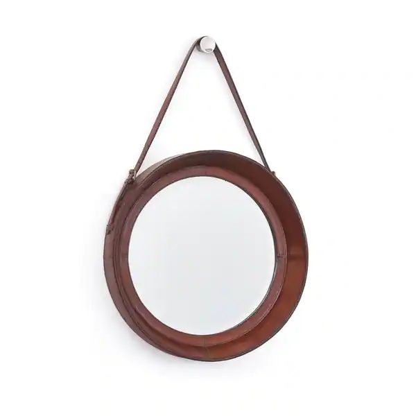 Equestrian Natural Leather and Brass Mirror | Bed Bath & Beyond