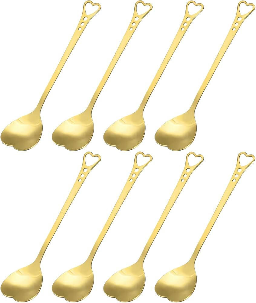 uxcell 8Pcs Heart Shape Spoons Stainless Steel 5.7 Inch Dessert Spoons Coffee Spoon Teaspoon Stir... | Amazon (US)