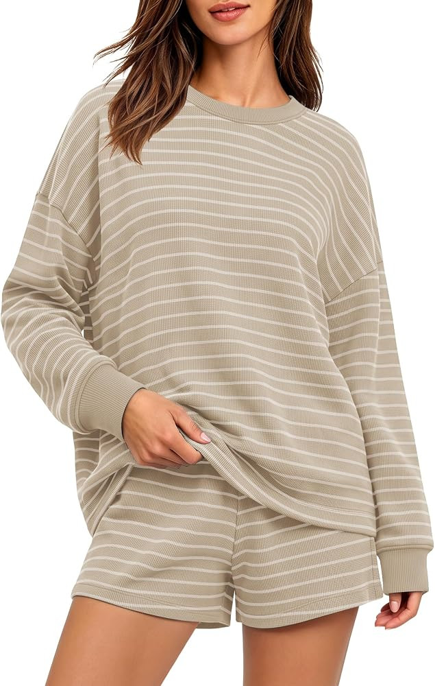 Womens Striped Lounge Sets 2 Piece Fall Outfits | Amazon (US)