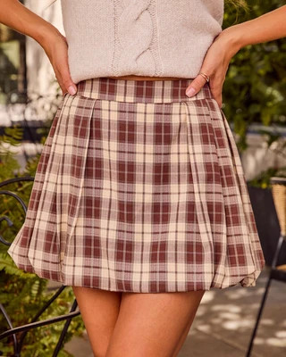 Spice Girl Plaid Bubble Hem Mini Skirt Brown Multi / XS | VICI