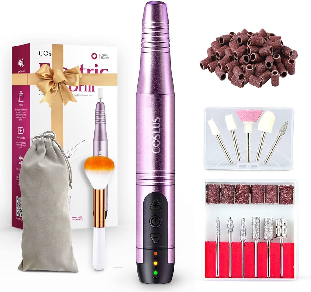 Cordless Nail Drill Electric File: Professional for Acrylic Gel Dip Powder Nails Portable Nail Dr... | Amazon (US)