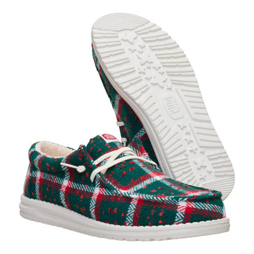 Wally Confetti Plaid Cozy - Red/Green/Multi | HEYDUDE