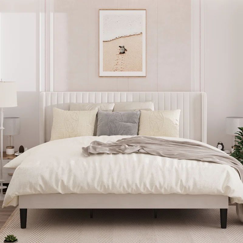 Candler Upholstered Platform Bed with Wingback | Wayfair North America