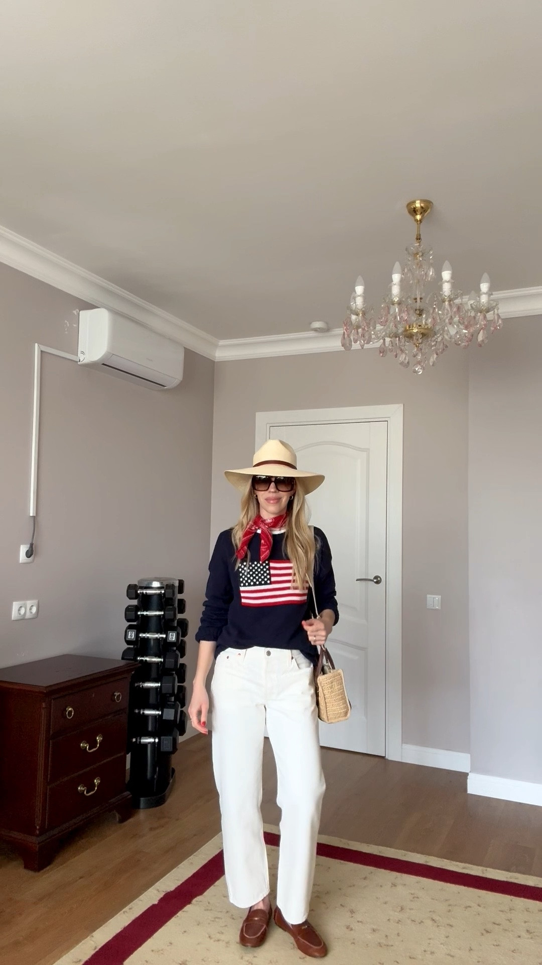 Fourth of July outfit idea with flag sweater and @levi white jeans - @Zara leather loafers are on major sale

#LTKSaleAlert #LTKgrwm #LTKSeasonal
