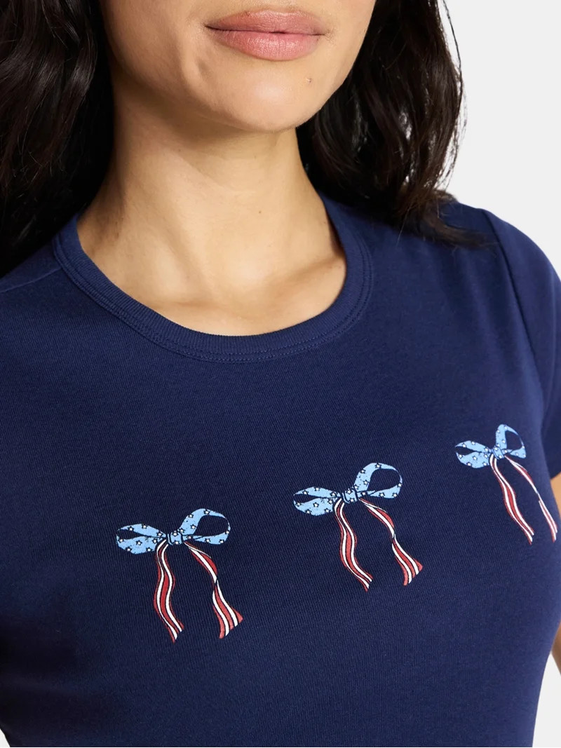 Social Edition Women's Americana Flag and Bows Graphic Tee, Sizes XXS-XXL - Walmart.com | Walmart (US)