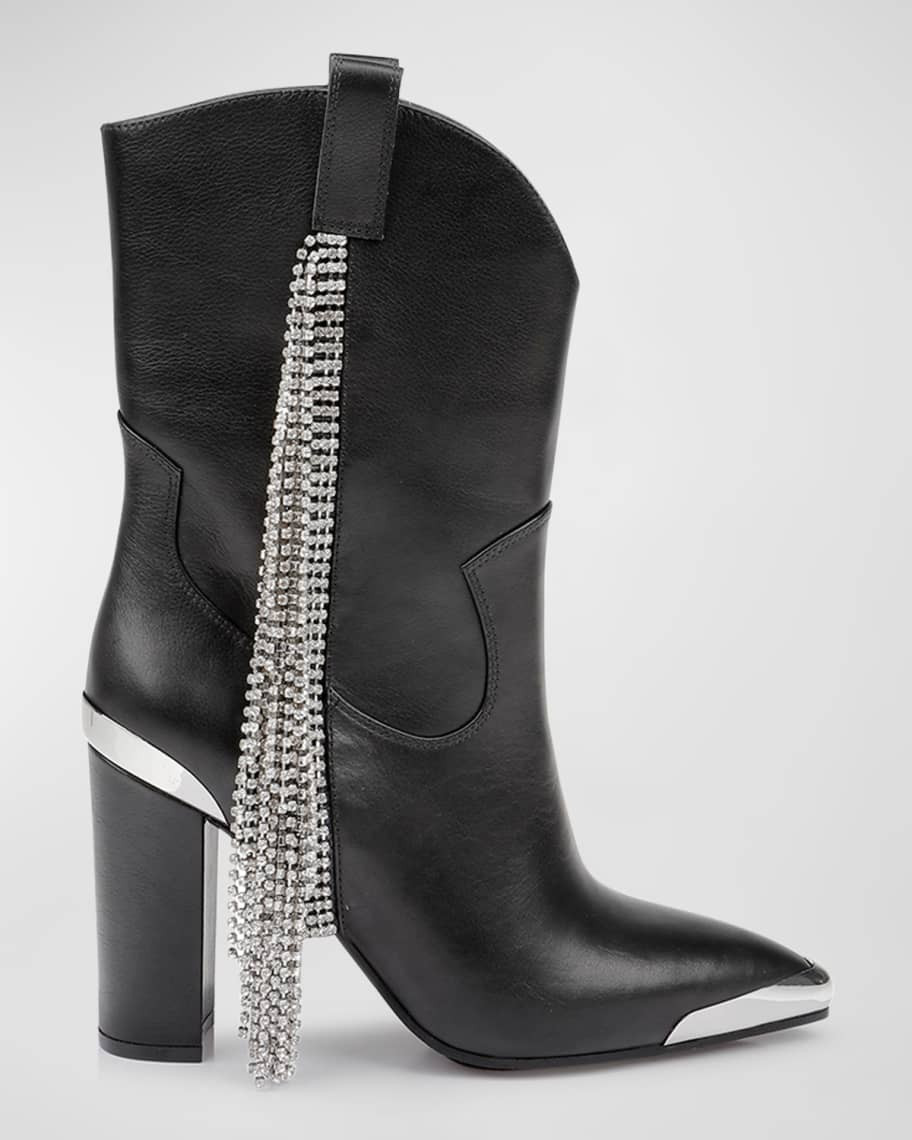 DanielXDiamond Stagecoach Crystal-Tassel Western Booties | Neiman Marcus