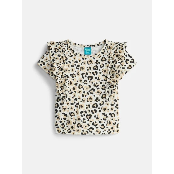 Wonder Nation Girls Cotton Top with Ruffle Sleeves, Sizes 4-18 & Plus | Walmart (US)