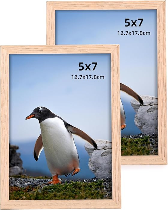 LYYYXGYP 5x7 Picture Frame 2 Pack Wooden Natural Solid Oak Wood Photo Frame Beige Postcard Frames... | Amazon (US)