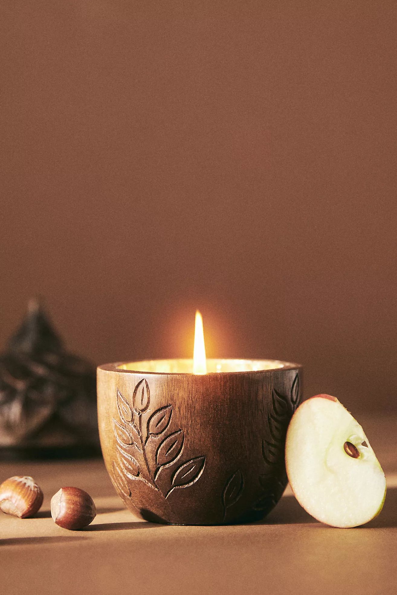 Small Spiced Acorn Leaf Wooden Acorn Candle | Anthropologie (US)