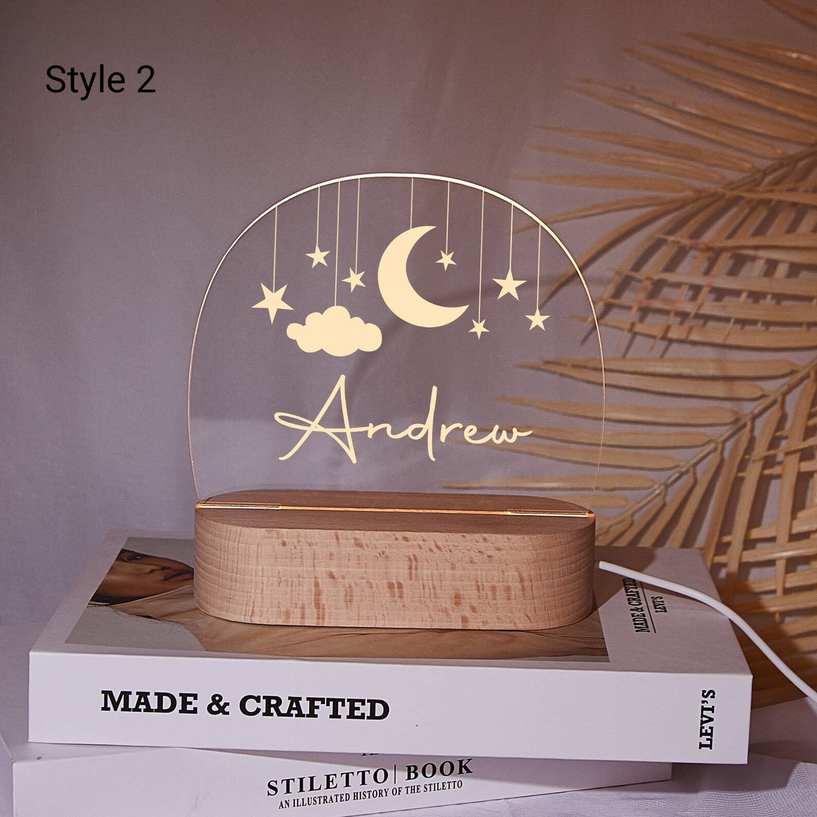 Custom Moon and Star Nightlight Personalized Clouds Night - Etsy | Etsy (US)