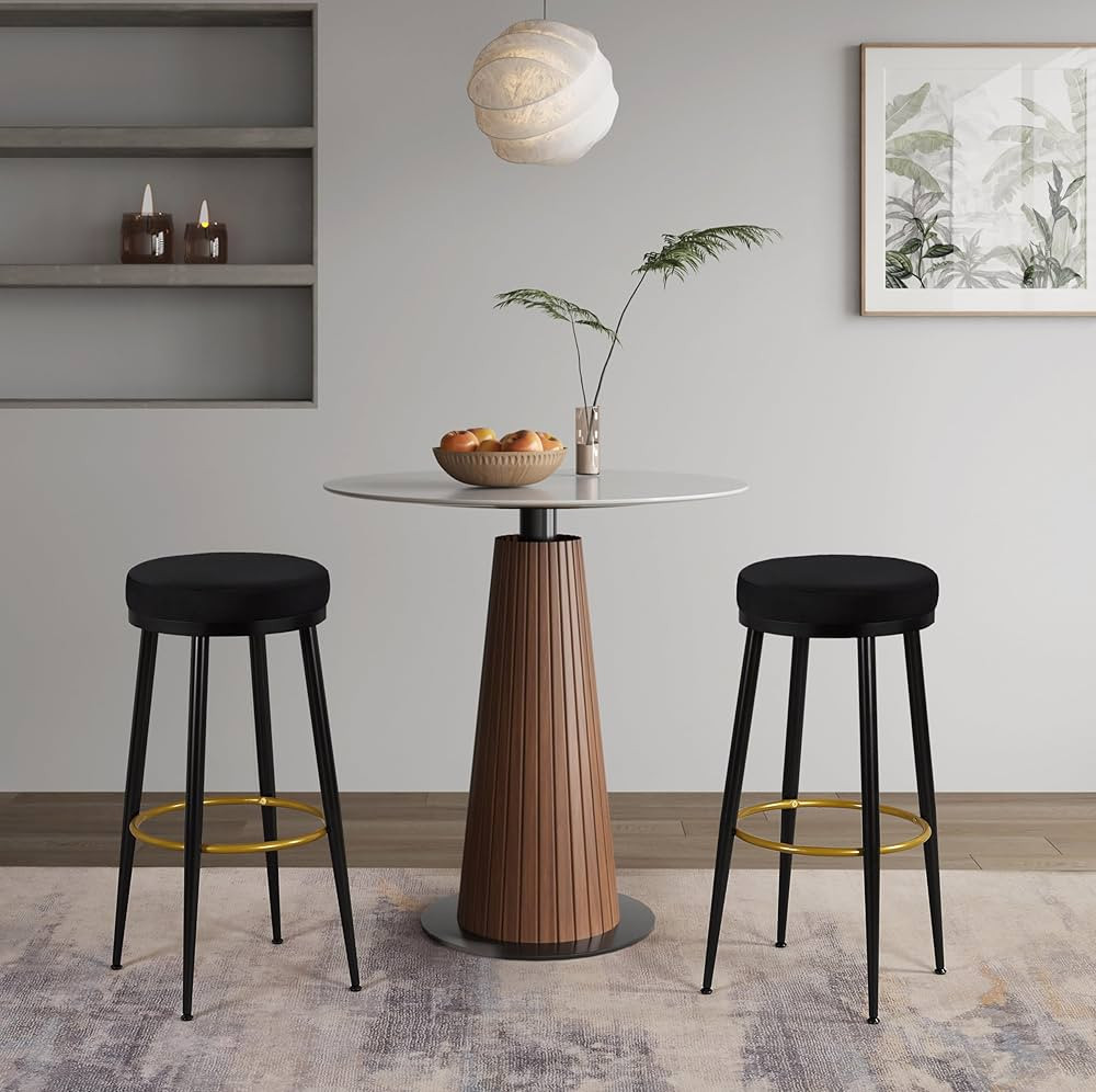 Ball & Cast Modern Round Bar Stools 30 inch Upholestered Metal Frame Stool, Backless Round Stools... | Amazon (US)