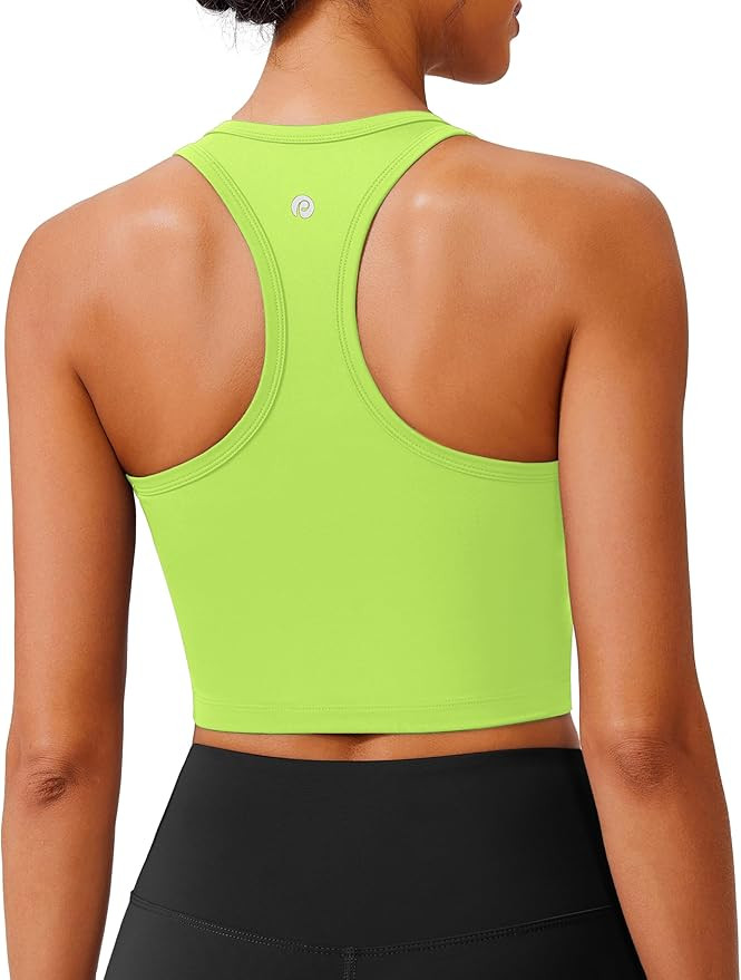 PINSPARK Sports Bra Longline Racerback Tank Tops for Women Padded Workout Yoga Top | Amazon (US)