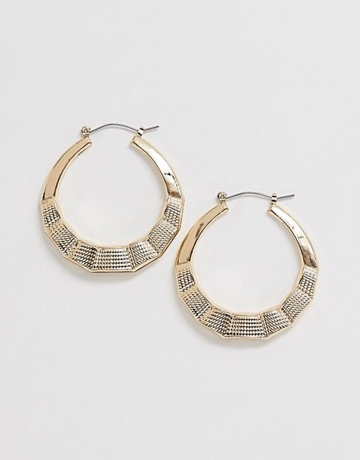 ASOS DESIGN hoop earrings in vintage style wave design in gold | ASOS US