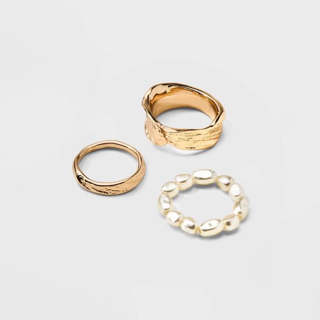 Pearl Statement Ring Set 3pc - A New Day™ | Target