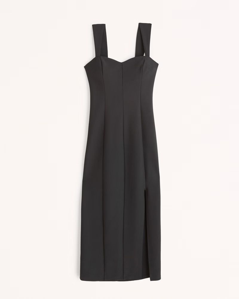 Wide Strap Corset Midi Dress | Black Tie Wedding Guest Dress | Black Formal Dress | Abercrombie & Fitch (US)