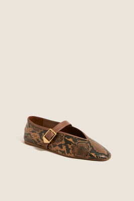 Pecan Brown Vick Buckle Flats | Tuckernuck (US)