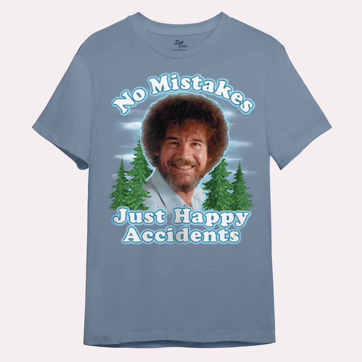 Men's Bob Ross Happy Accidents Short Sleeve T-Shirt - Blue | Target