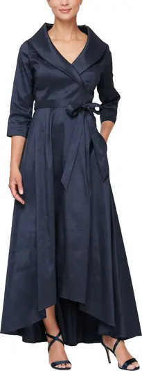Alex Evenings Portrait Collar Faux Wrap Gown | Nordstrom | Nordstrom