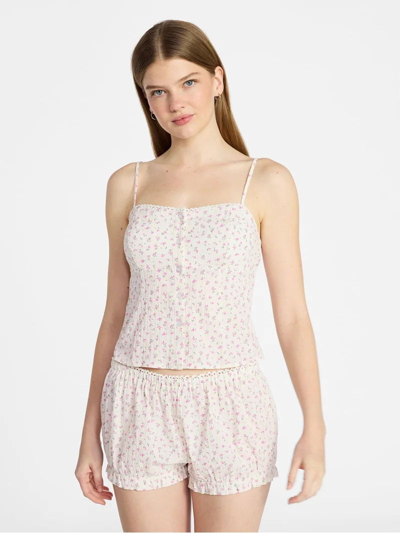 No Boundaries Cami Top and Bloomer Shorts Sleep Set, 2-Piece, Women's XS-XXL | Walmart (US)