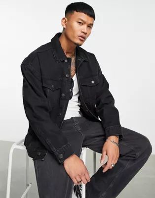 Bershka denim jacket in black | ASOS (Global)