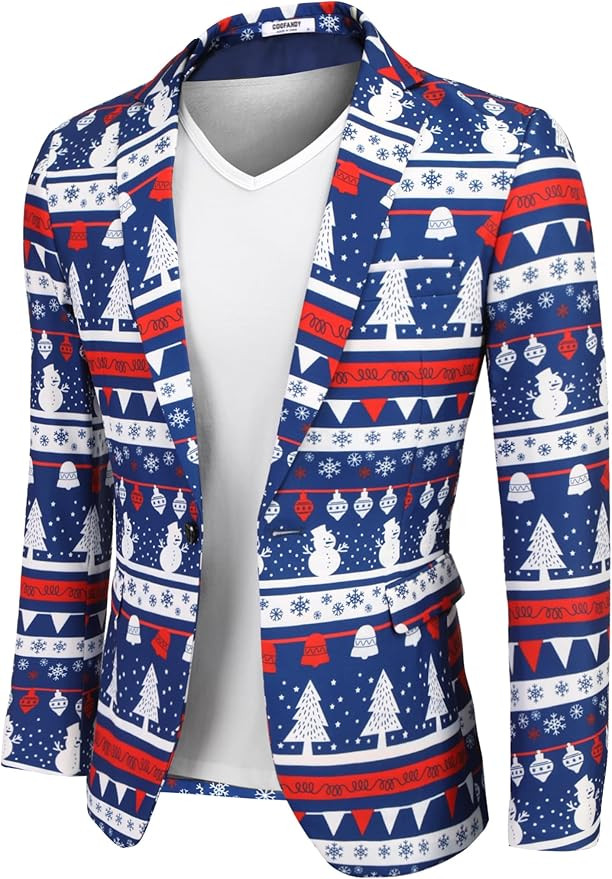 COOFANDY Men's Christmas Blazer Halloween Sport Coat One Button Christmas Suit Jacket Xmas Party ... | Amazon (US)