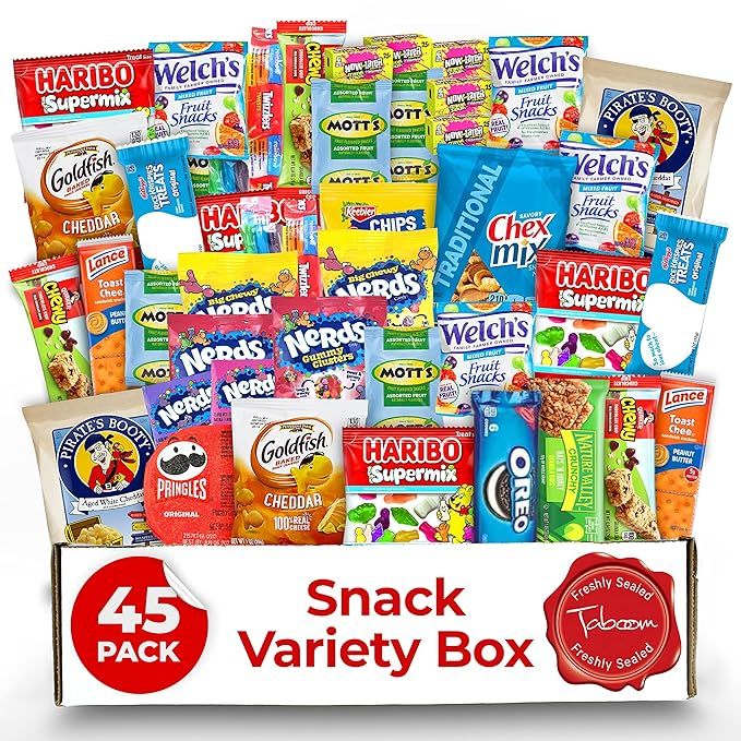 Snack Box Care Package Pack 45 Pcs Candy Variety Pack – Snack Box Variety Pack Care Package - C... | Amazon (US)