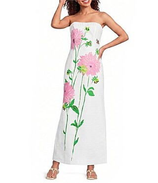 Lilly Pulitzer Elyse Floral Jacqaurd Strapless Maxi Dress - 2 | Dillard's