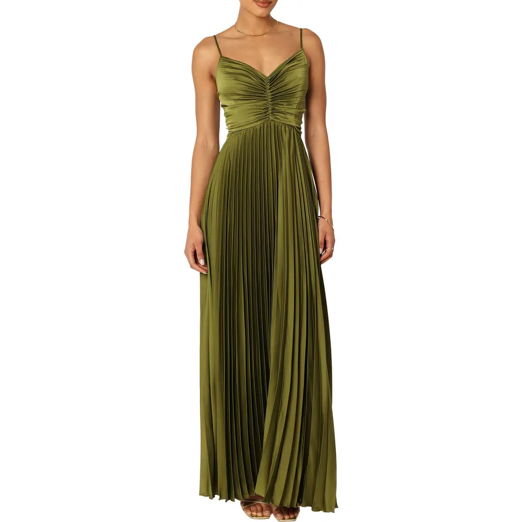 Petal & Pup Naira Pleated Maxi Dress in Palm Green at Nordstrom, Size 2 | Nordstrom