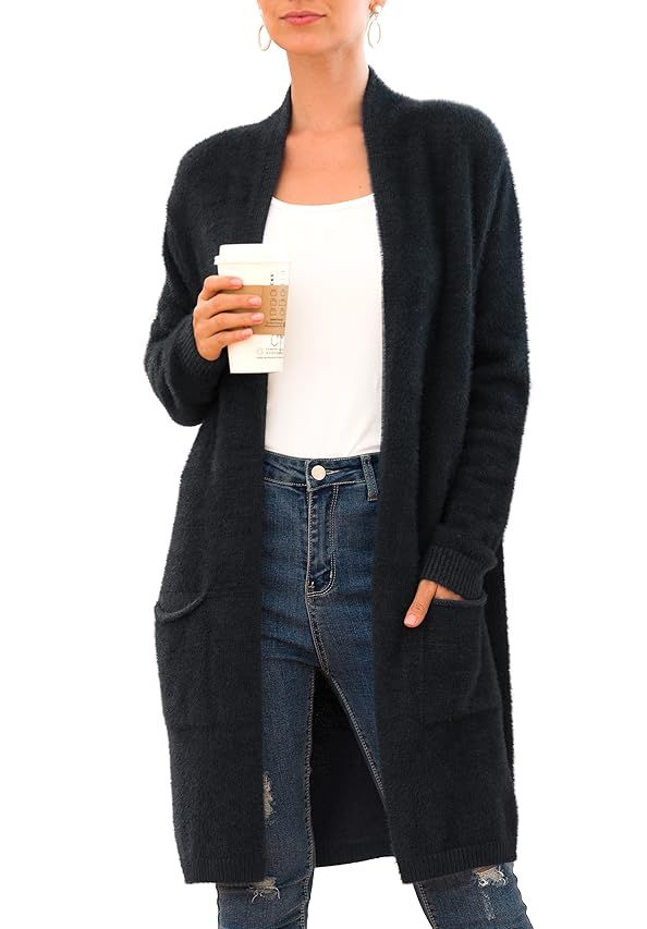 GRACE KARIN Essential Solid Open Front Maxi Long Knitted Cardigan Sweater for Women | Amazon (US)