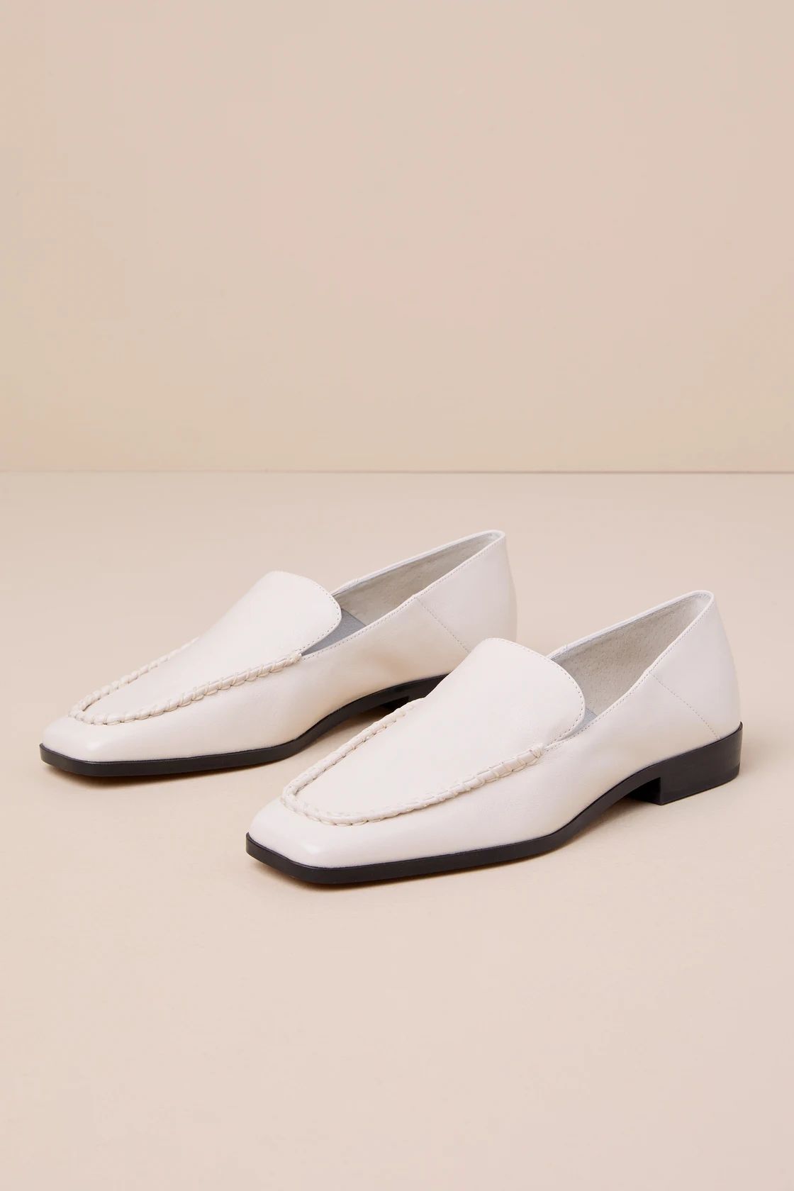 Beny Ivory Crinkle Patent Leather Square Toe Loafers | Lulus