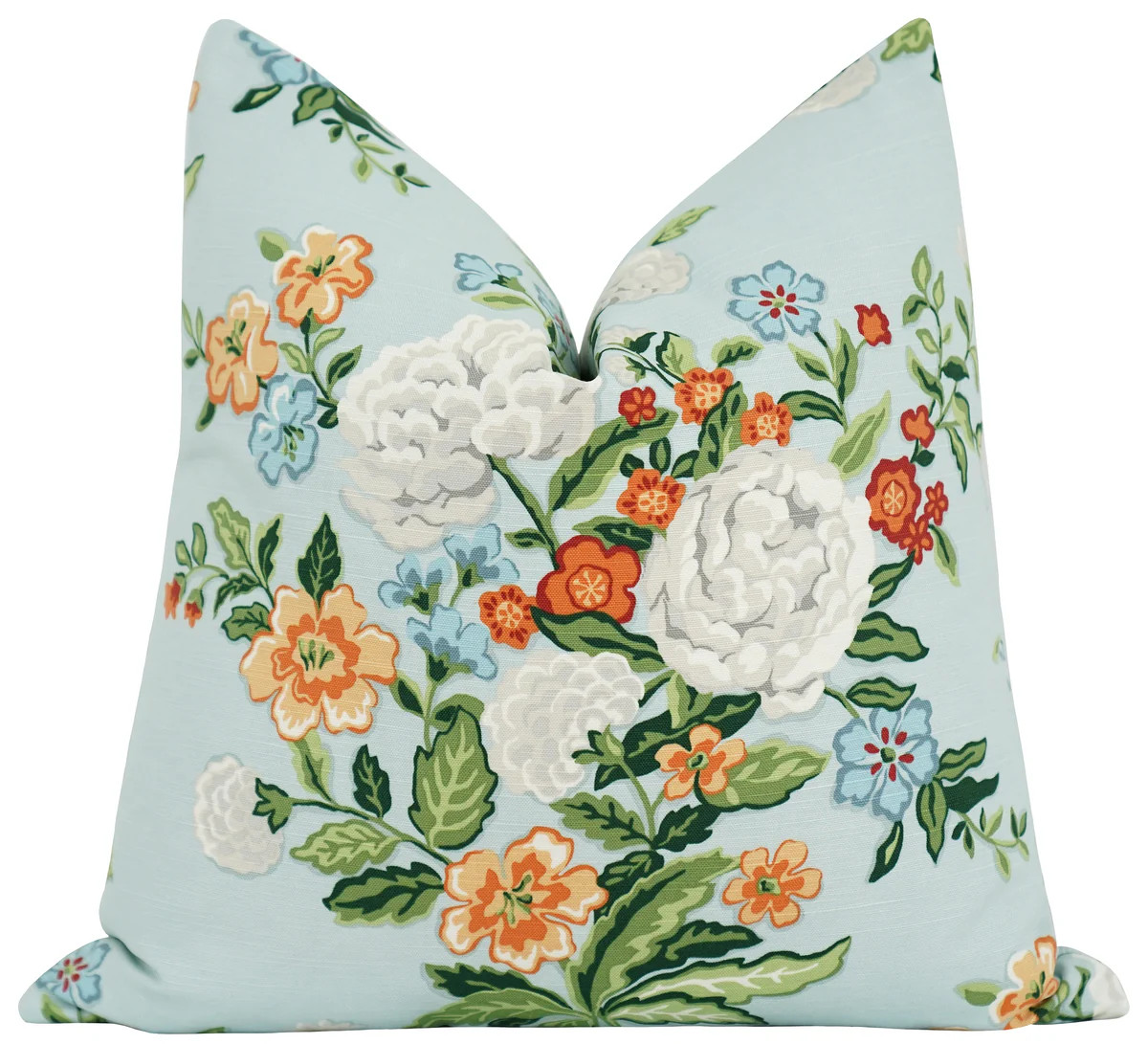 Oberlin Aqua Blue Floral Pillow | Land of Pillows