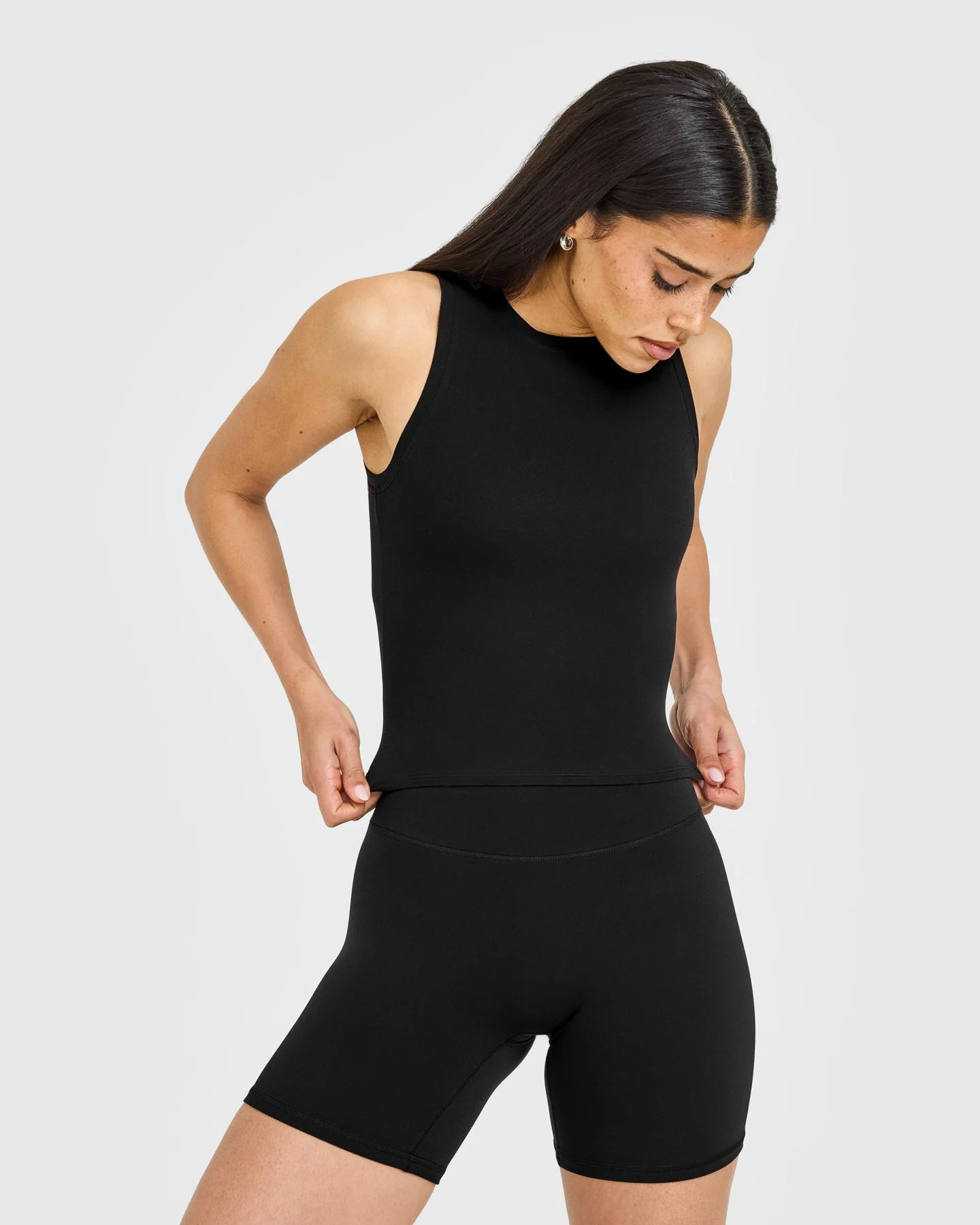 SoftMotion™ High Neck Mid Vest with White Logo 
 Black | Oner Active (UK / US)