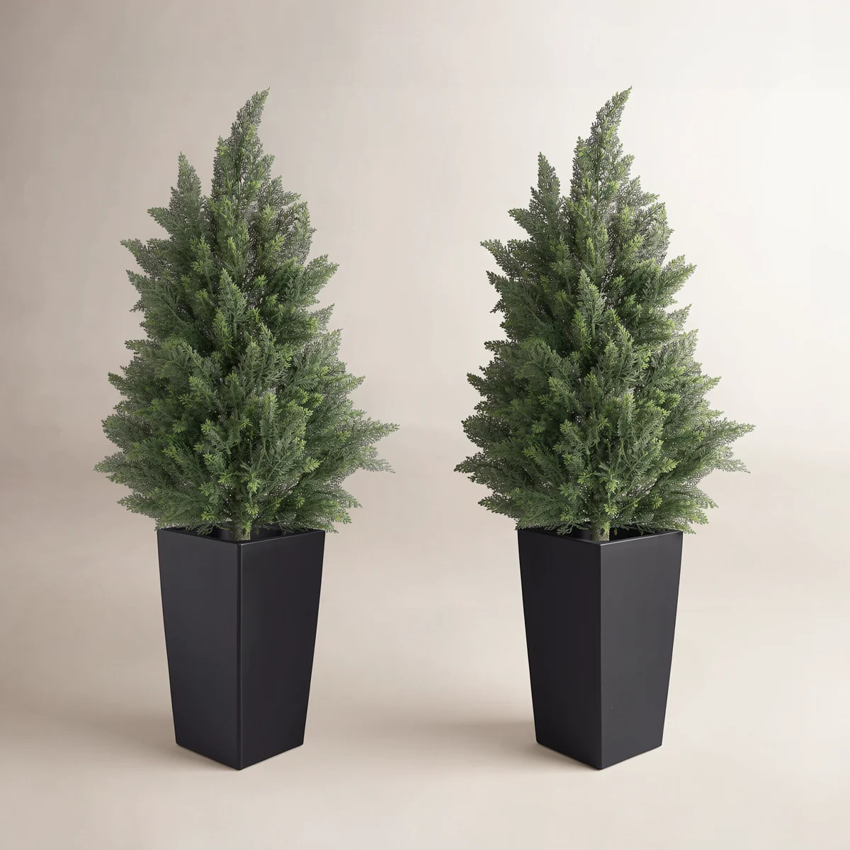 Faux Cedar Tree In Black Pot-UV Rated Potted Plant for Home Decor Outdoor or Indoor (Set of 2) | Wayfair North America