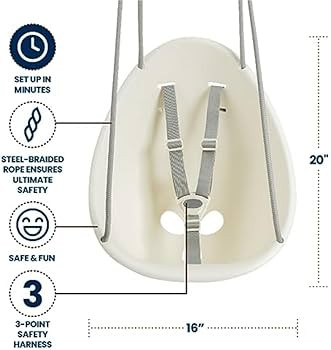 Swurfer Coconut Toddler Swing – Comfy Baby Swing Outdoor, 3- Point Adjustable Safety Harness, S... | Amazon (US)