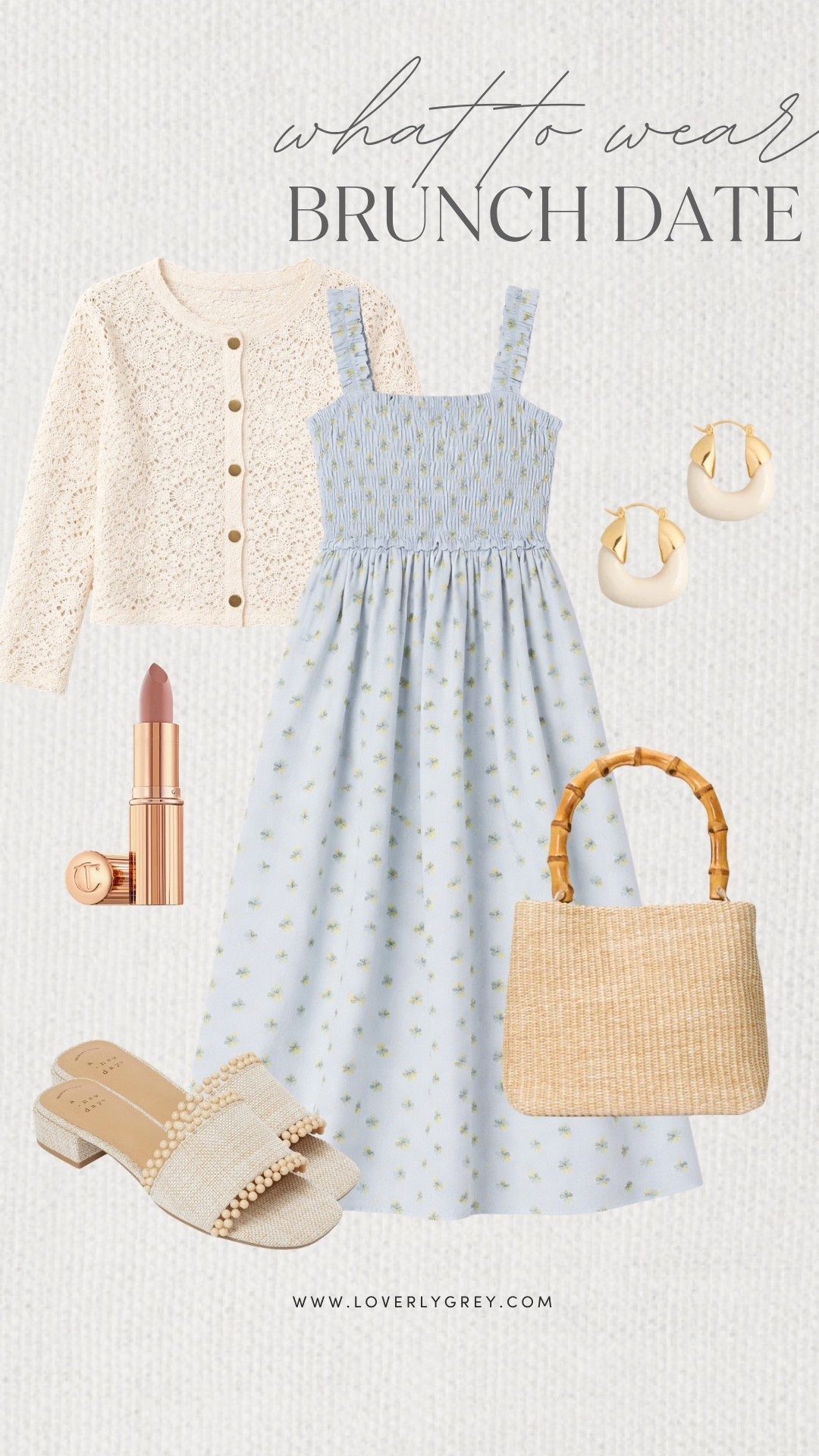 Loverly Grey, what to wear on a brunch date! I am loving this floral dress from cardigan with this cute crochet cardigan layered on top. I’d pair it with these cute heels from Target, a simple purse, and a pair of earrings to complete the look. Loverly Grey, what to wear, brunch date

#LTKdayinmylife #LTKgrwm #LTKootd
