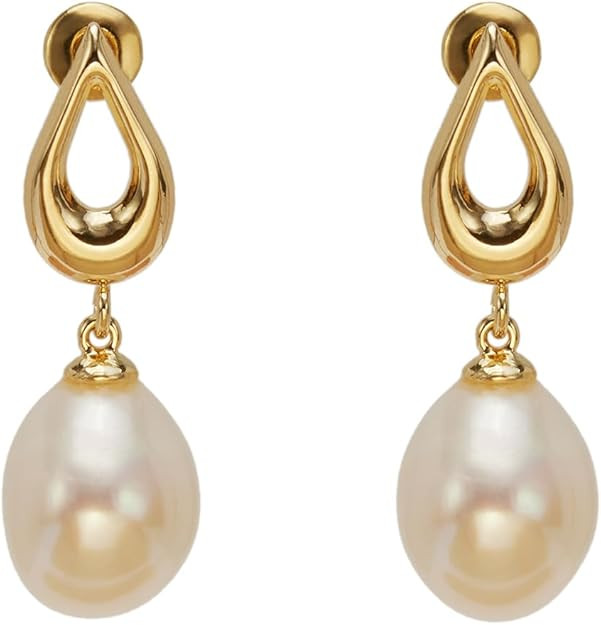 FarF&ME Pearl Earrings for Women,18K Gold Plated Statement natural freshwater Pearl Dangle Earrin... | Amazon (US)