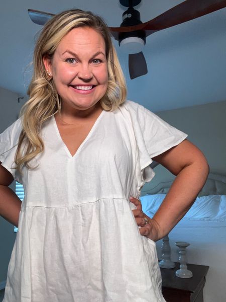 This target white dress is so cute for summer. It’s comfortable and a lightweight linen (but not see-through). It’s at a great price point as well. #whitedress #target

#LTKFindsUnder50 #LTKMidsize #LTKSaleAlert