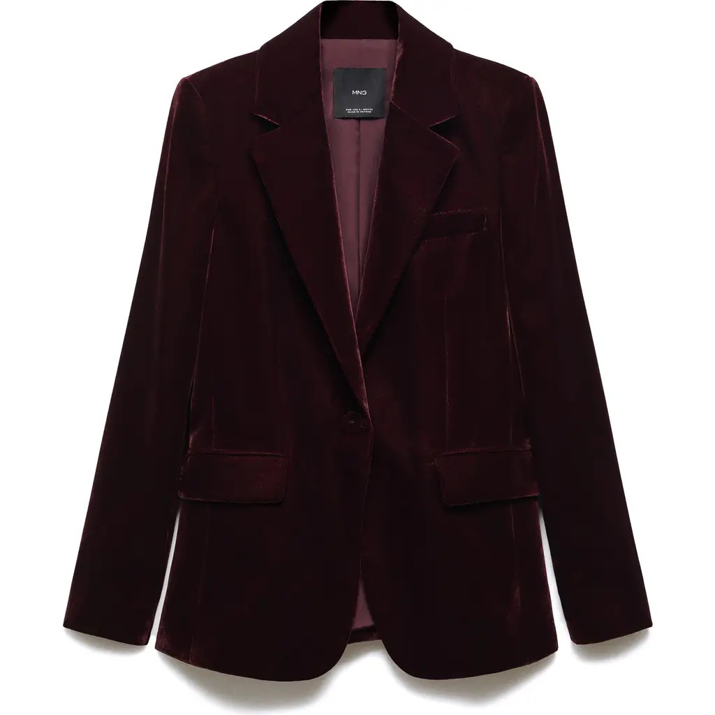 MANGO Velvet Blazer in Burgundy at Nordstrom, Size Small | Nordstrom