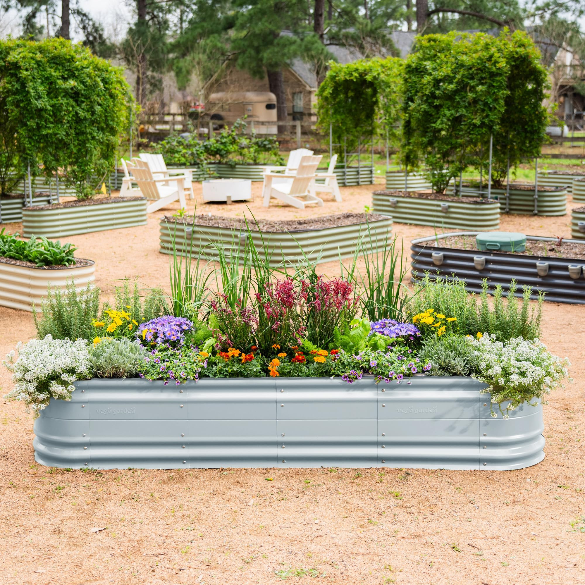 Vego garden 17" Tall 9 in 1 Novel Metal Raised Garden Bed Kits Modular Planter Beds with 2 in 1 W... | Amazon (US)