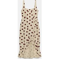 Zara - Linen Blend Polka Dot Midi Dress - 930 - M - Woman | Zara US