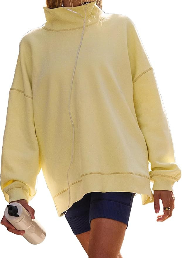 Womens Oversized Mockneck Sweatshirts Long Sleeve Turtleneck Pullover Casual Fall Drop Shoulder H... | Amazon (US)