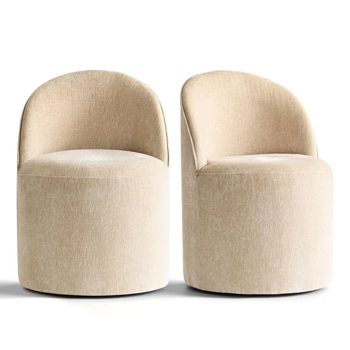 Rolling Chenille Upholstered Swivel Dining Chair with Castors (Set of 2) | Wayfair North America