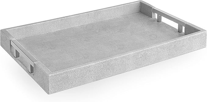 Beautiful Modern Elegant 18"x12" Natural Ivory Beige Rectangle Shagreen Decorative Ottoman Coffee... | Amazon (US)