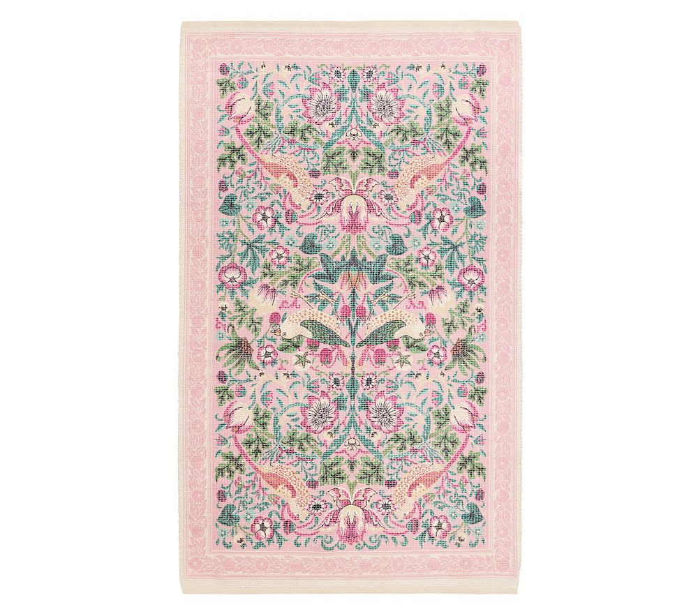 Morris & Co. Strawberry Thief And Larkspur Reversible Rug | Pottery Barn Kids