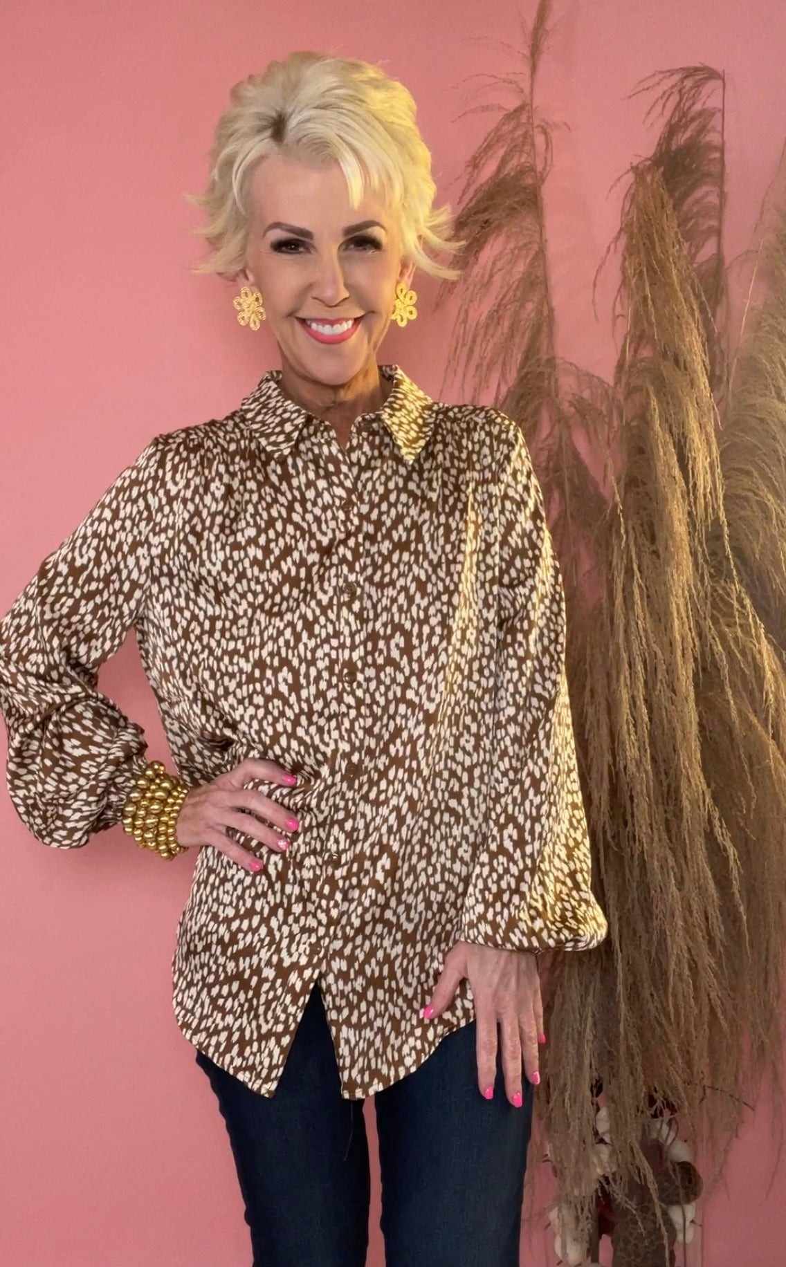 Leopard Button Down Blouse | Peppered with leopard